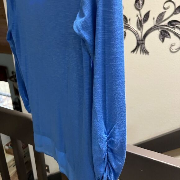 NWT Style & Co XS Blue Women's Top V-Neck 3/4 gathered Sleeves #121 - Picture 5 of 5